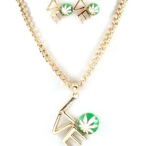 Love Mary Jane Necklace and Earrings Set